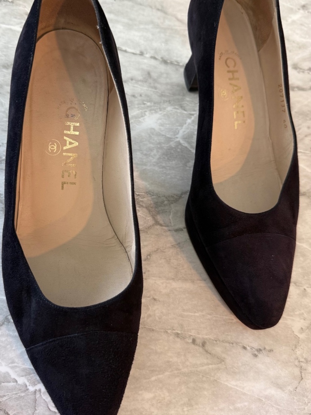 Chanel Black Suede 2-in Pumps, Size 40 - Picture 2 of 6